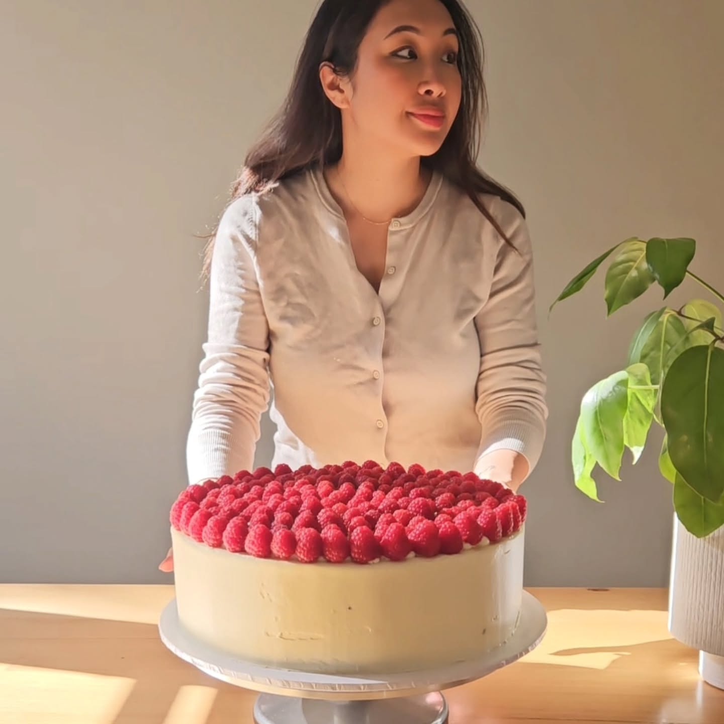 Minimal Raspberry Round Cake