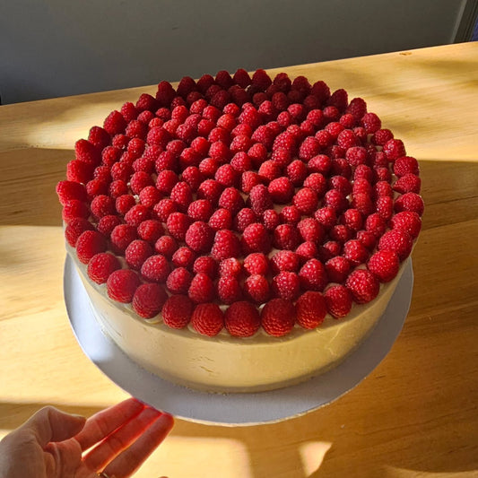 Minimal Raspberry Round Cake